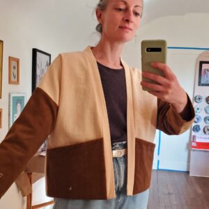 Veste kimono upcyclée velours côtelé coton