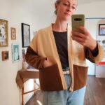 Veste kimono upcyclée velours côtelé marron pêche